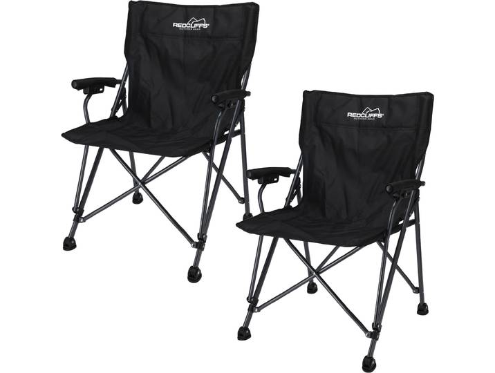 2er-Set Campingstuhl, schwarz, klappbar