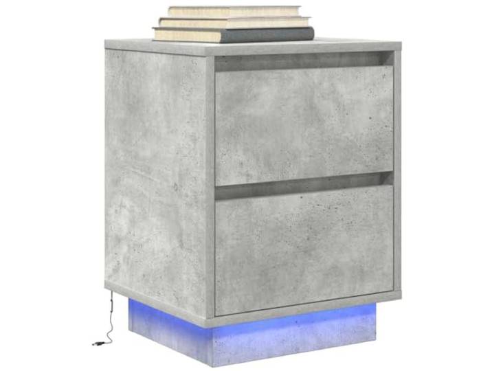 LED Nachtschrank mit Beleuchtung Betongrau 38x34x50cm mit verstellbaren RGB-Lichtern Holzwerkstoff feuchtigkeitsbeständig Großer Stauraum für Bücher