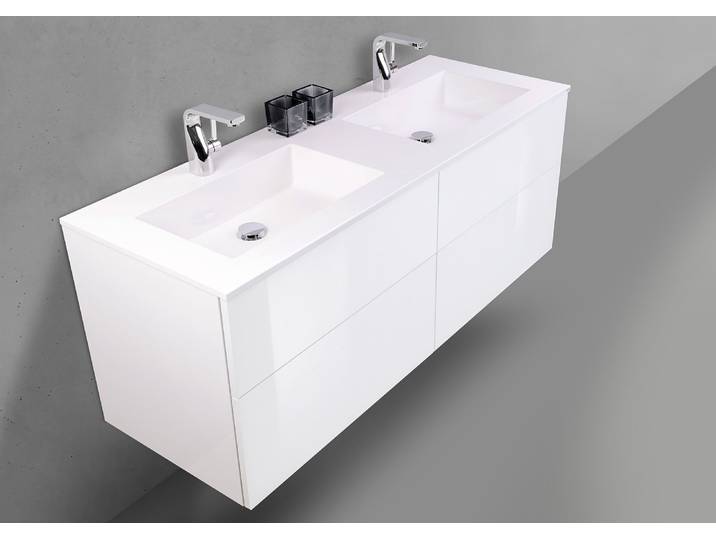 Doppelwaschtisch 140 cm mit Unterschrank Push to Open, Badmöbel INTARBAD SKY