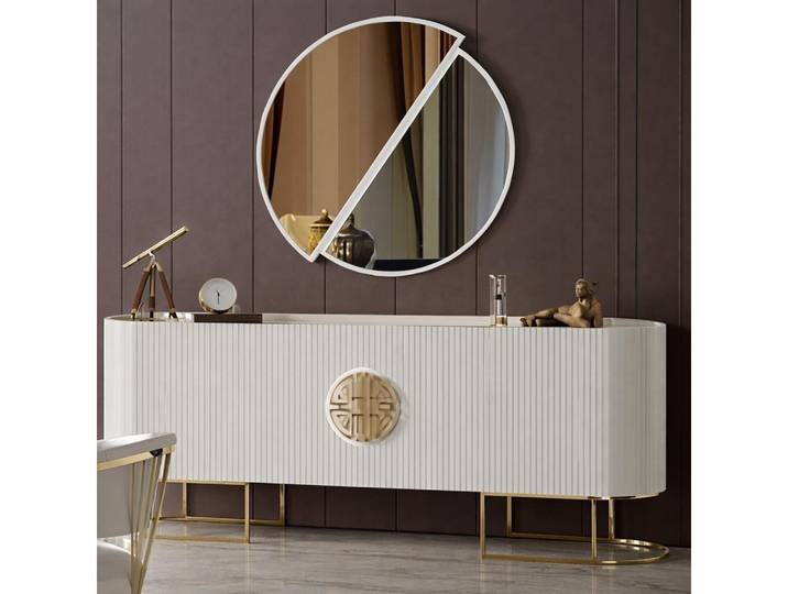 Xlmoebel Sideboard Elegantes Sideboard mit Spiegel und goldenen Akzenten (Sideboard mit Spiegel, Sideboard mit Spiegel), Made in Europa