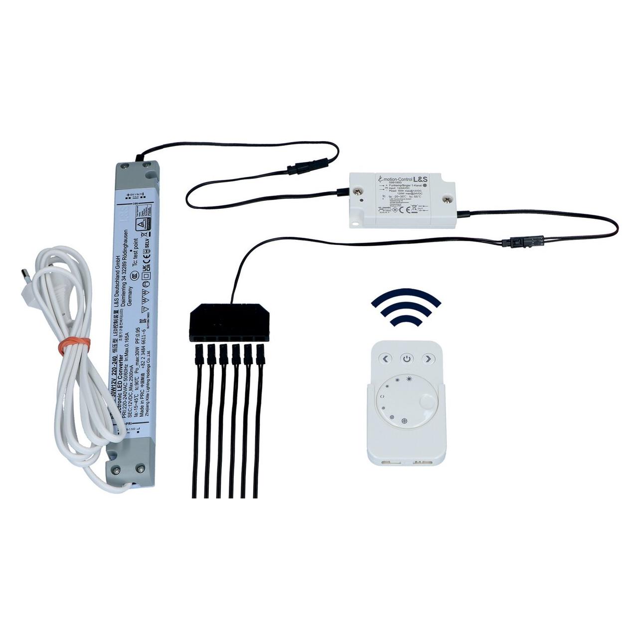 L&S E-Motion Light 1-Kanal LED Funk-Dimmschalter-Set 12/24 V (4709780-23)