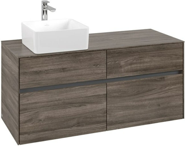 V&B; Meuble sous lavabo Collaro 120x54,8x50cm, lavabo à gauche, chêne pierre ; Villeroy & Boch (C04200RK)