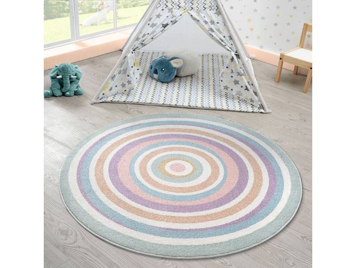 the carpet Beat Kids Tapis Moderne et Doux pour Enfant Facile d'entretien Couleurs résistantes multicolore 160 cm rond
