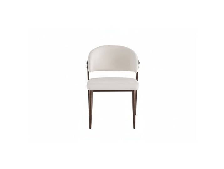 Lot de 4 chaises salle à manger velours beige pieds effet noyer métal LAMIA