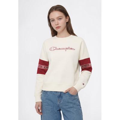 Sweatshirt CHAMPION "SPORTWEAR CREWNECK Standard Fit", Mädchen, Gr. M, beige (egt, tbr), Obermaterial: 75% Baumwolle, 25% Polyester, Sweatshirts Sweatshirt, für Kinder, sportlicher Stil, mit Crewneck-Ausschnitt, Langarm-Design