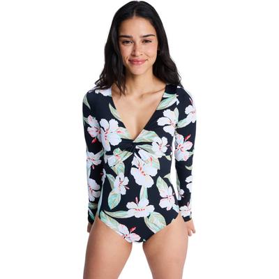 Badeanzug ROXY "Beach Classic", Damen, Gr. XS, bunt (anthrazit spring charming), Polyester, Badeanzüge Badeanzug