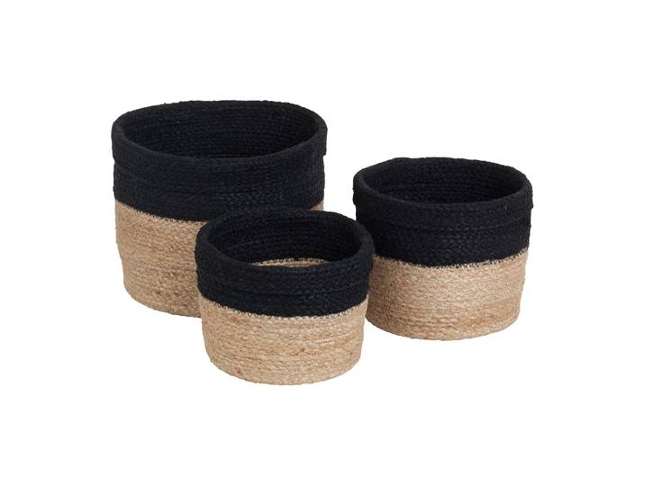 Dixie Panier de rangement Elin pack de 3 Naturel-noir