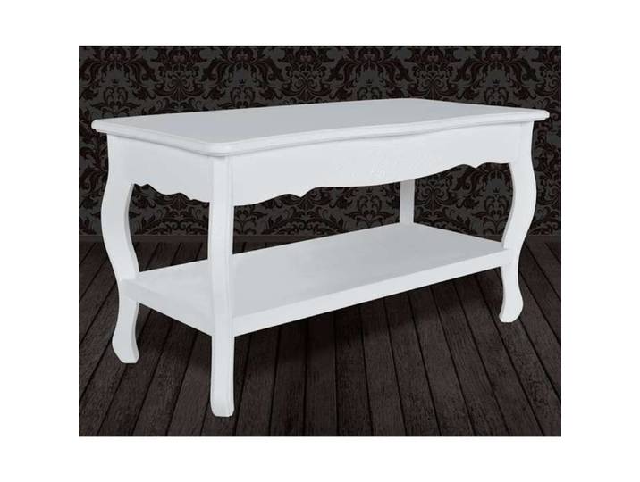 Petite Table - Blanc - Table basse/du Thé - 2 couches MDF Blanc 87.5x42x44 cm T5417