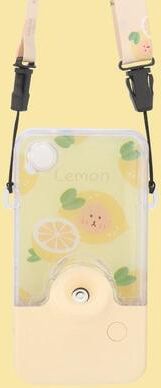 Inspired Deals Portable Facial Mister Neck Hanging Mist Sprayer USB Rechargeable Hydrating Face Spray With Phone Stand lemon