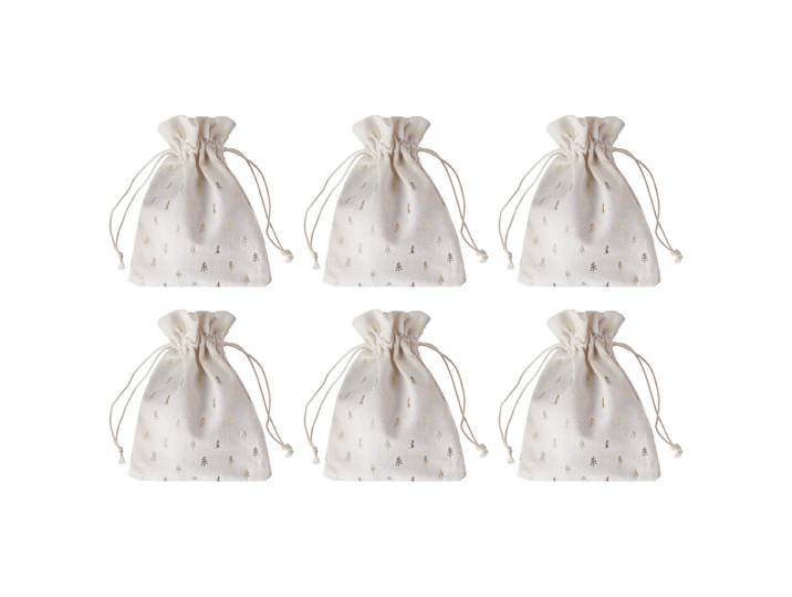 Geschenke-Säckchen 6er-Set 14 x 18 x 5cm Beige/Creme