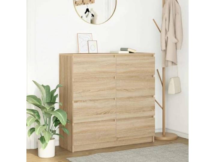 RJPLMFV Anrichte Eiche Sonoma, 100 x 35 x 99 cm, aus Holz Vielseitige Aufbewahrung, robuste Oberfläche, leicht zu reinigen, Wandbefestigung inklusive