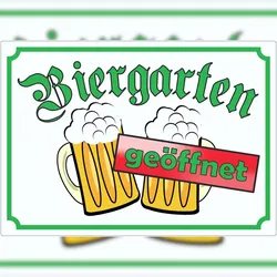 HB-Druck Biergarten geöffnet Aufkleber A8 (52x74mm)