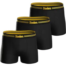 NFL Herren Boxershorts, 3er Pack - NFL Teams, Boxers, Football, Logo, Baumwollmischung Pittsburgh Steelers / L