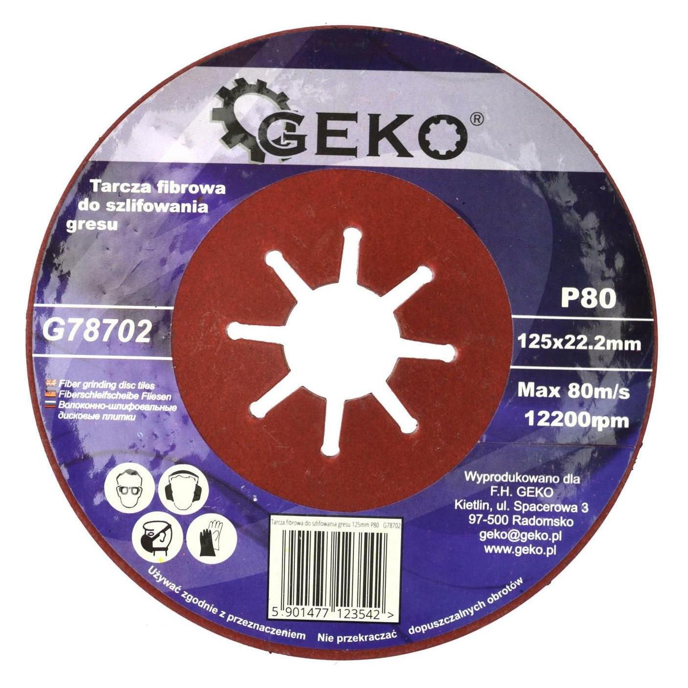 GEKO Fiberscheibe 125 mm, P80, für Steinzeug (P80) (G78702)