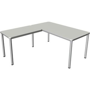 Kerkmann Schreibtisch Prime, lichtgrau / silber, L-Form, 160 x 75 x 180 cm