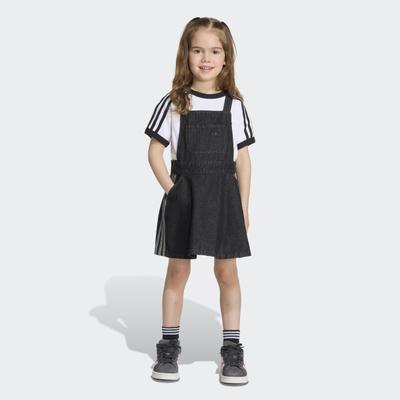 Shirtkleid ADIDAS ORIGINALS "DENIM", Mädchen, Gr. 116, N-Gr, schwarz (true schwarz denim), Obermaterial: 100% Baumwolle, Kleider Shirtkleid