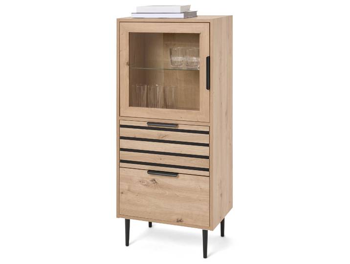 Tchibo - Vitrine »Baaken« mit Glastür und 2 Schubladen - 51,4x35,1x114,3cm - schwarz -