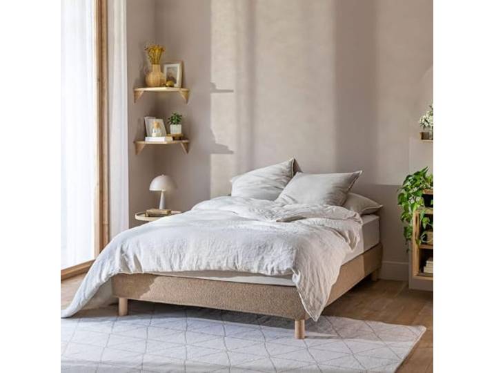 Cache-sommier Bouclette intégral Beige 140x190