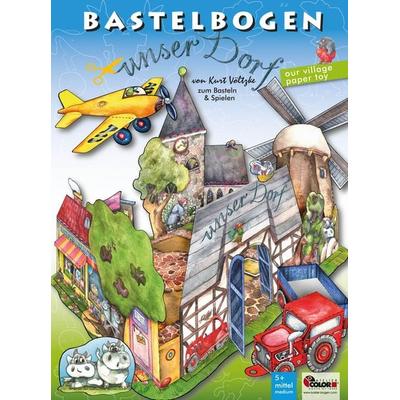 Unser Dorf basteln Bastelbogen Ausschneidebogen für Kinder 7+