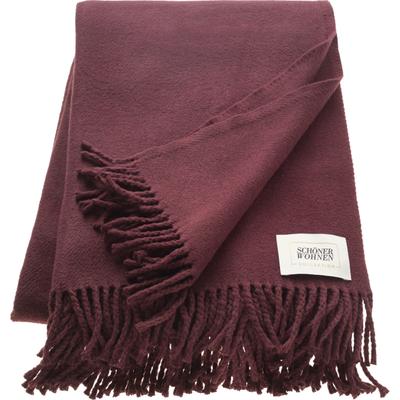 Wohndecke "Basics, Kuscheldecke mit Fransen", rot (burgund), B:140cm L:200cm, Baumwolle, Polyacryl, SCHÖNER WOHNEN-KOLLEKTION, Wohndecken, Wohndecke, mit Fransen, Kuscheldecke