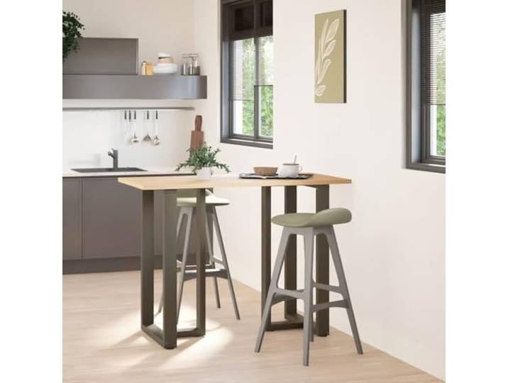 KFGWERSTY Bartischbeine T-Form 2 STK. Naturstahl 60x35x(100-101) cm Stahl Pulverbeschichteter Stahl, T-förmige Konstruktion, verstellbare Nivellierfüßer, 2 Stück im Set, für Stehtisch