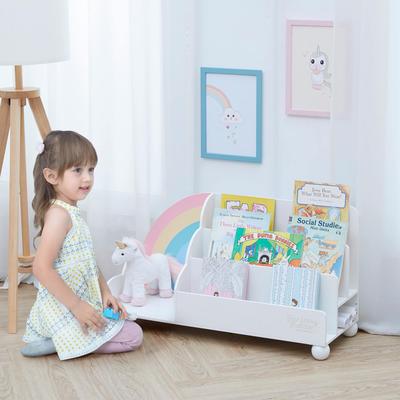 Fantasy Fields by Teamson Kids "Fantasy Fields - Rainbow Wooden Display Bookcase - White - 33.5""W x 11.5""L x 17.75""H"