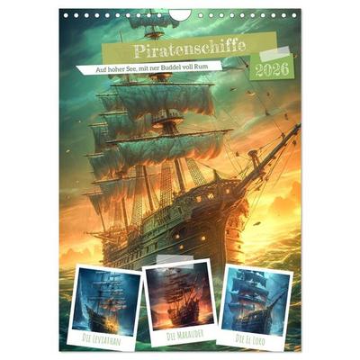 Piratenschiffe (Wandkalender 2026 DIN A4 hoch), CALVENDO Monatskalender