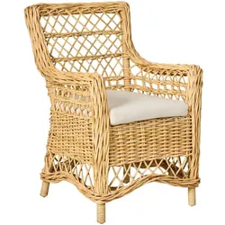 IB Laursen Stuhl aus Rattan mit Kissen, 66 x 61 x 93 cm, natur