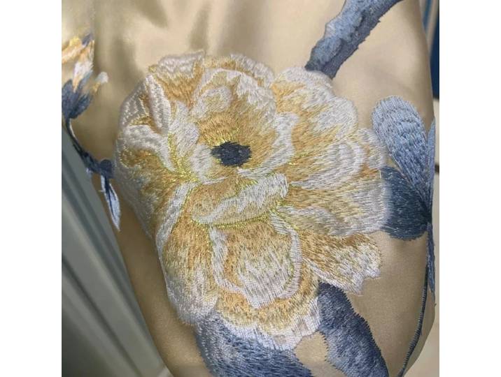 Nouveau Style chinois or et bleu brodé fenêtre Tulle rideaux pour salon chambre épissage épaissi rideaux personnalisé