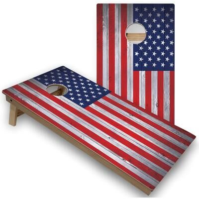 Skip's Garage American Flag Premium 2x4 Cornhole Board Set