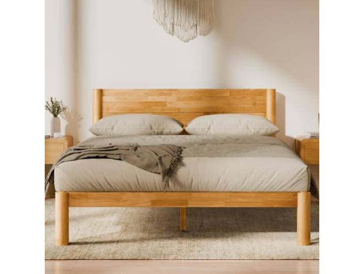 FLEXISPOT Massivholzbett JAPANDI Bettgestell werkzeuglos, bis 700kg Futon Bettgestell 160x200, Gummibaumholz, japanisches bett, inkl. Lattenrost, Zapfenverbindung, 10-jährige Garantie, Hako G2