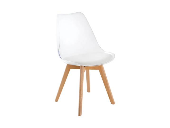 Design Esszimmerstuhl „Scandinavia“ Leder Transparent/Weiss/Buchenholz Invicta Interiors