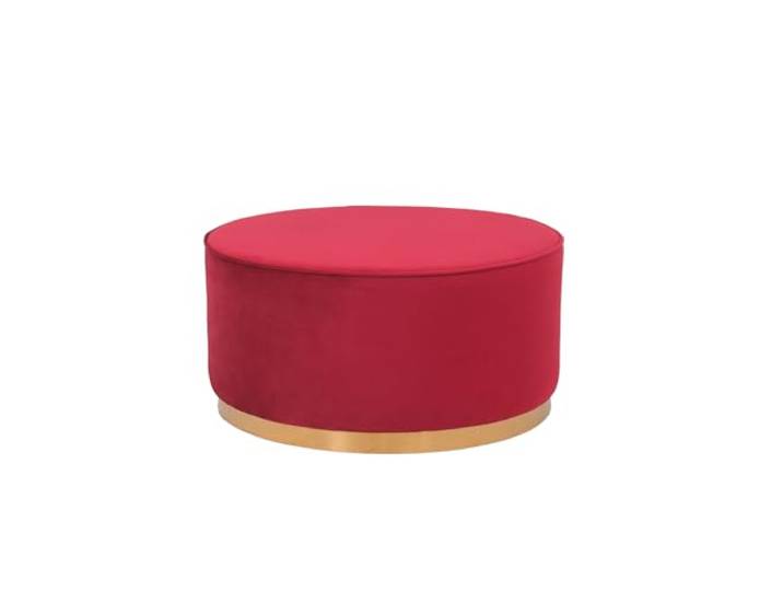 GILDE Rouge Hocker - rund - samtige Oberfläche - Holz Polyester Schaumstoff - Muster - rot - Höhe 41cm x Ø 81cm