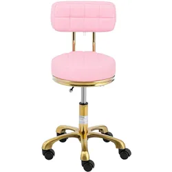 Physa, Bürostuhl, Rollhocker höhenverstellbar Friseurhocker 150 kg 51 - 66 cm Zartrosa / Gold (51 - 66 cm)