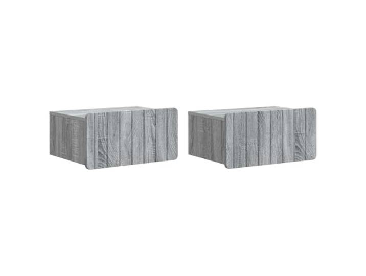 Fisinber 2er Set Wandnachttisch Graues Sonoma 49 x 34,5 x 24 cm Platzsparende Hängeschränke aus Holzwerkstoff mit Schublade für Schlafzimmer und Wohnzimmer im schicken Vintage-Design.