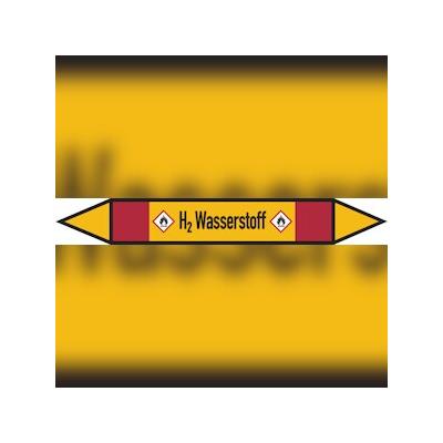 Rohrleitungskennzeichen H2 Wasserstoff - 187x26 mm Folie selbstklebend