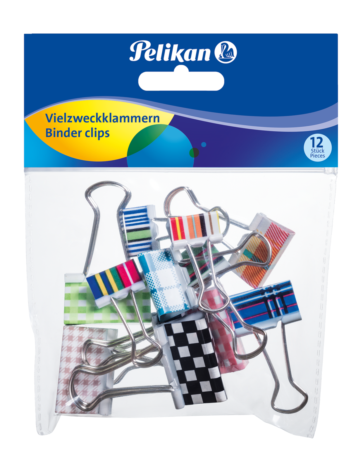 Pelikan Vielzweckklammer 12 Stk. sortiert, 19 mm, 6 mm, Polybeutel mit 12 im