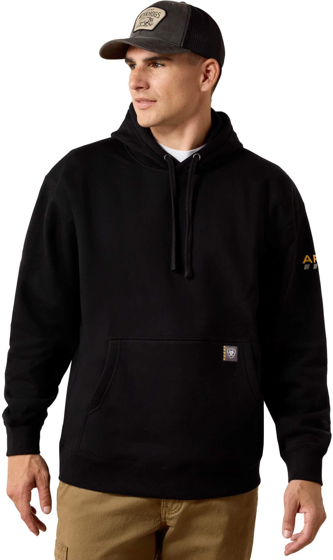 Men's Rebar Workman Hoodie in Black, Size: 3XL by Ariat