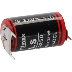 Kraftmax Li 3,6V Batterie mit Pins ++/- LS14250 1/2 AA