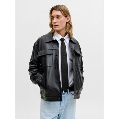 Krawatte JACK & JONES "JACSOLID STRUCTURED TIE SN", Herren, schwarz, Web, Kunstfaser, unifarben, Krawatten, Kunstfaser