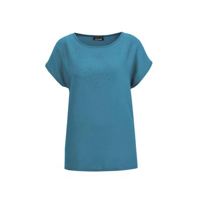 Schlupfbluse GOLDNER "Elegante Viskosebluse mit Glitzer", Damen, Gr. 40, blau, Obermaterial: 100% Viskose CV., festlich, figurumspielend, U-Boot-Ausschnitt, normales Bündchen, Blusen Schlupfbluse, Dekosteine