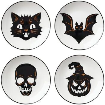 Oneida Vintro Halloween Tidbit Plates Set of 4, Service For 4