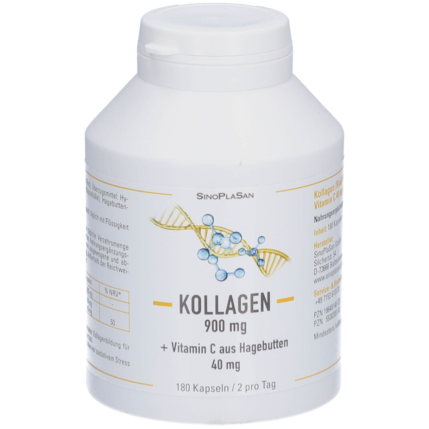 Kollagen 900 mg m. Vitamin C aus Hagebutten Hartk. 180 St Hartkapseln