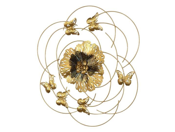 Wanddekoration Groena Lund Material: Metall Metallart: Eisen Motiv: Blumen Muster: mit Motiv Oberfläche Metall: Lackiert Gold 56 x 54 x 3cm