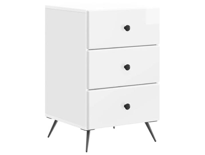 Fisinber Nachttisch Hochglanz Weiß mit 3 Schubladen 43 x 41 x 66,5 cm Stilvolle Aufbewahrung fürs Schlafzimmer: Kompakte Kommode schafft Ordnung neben dem Bett für Ihre täglichen Utensilien.