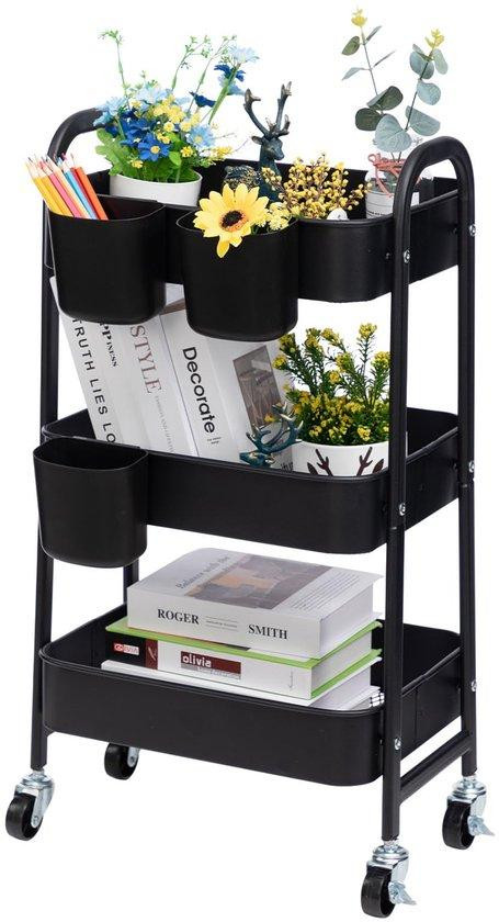 Unyqoos Metalen rolwagen met 3 plateaus, B/D/H: 40 x 30 x 70 cm
