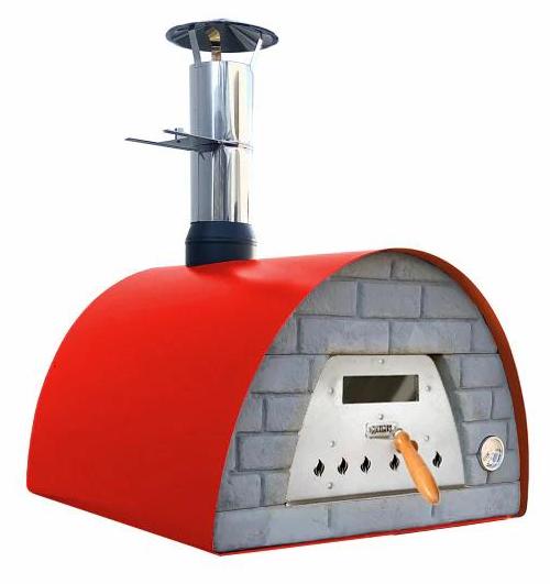 Veloce Pro 70 Holzbackofen - Ziegelfront Schwarz Ofenfarbe: rot Ofengestell: Gestell Welt rot