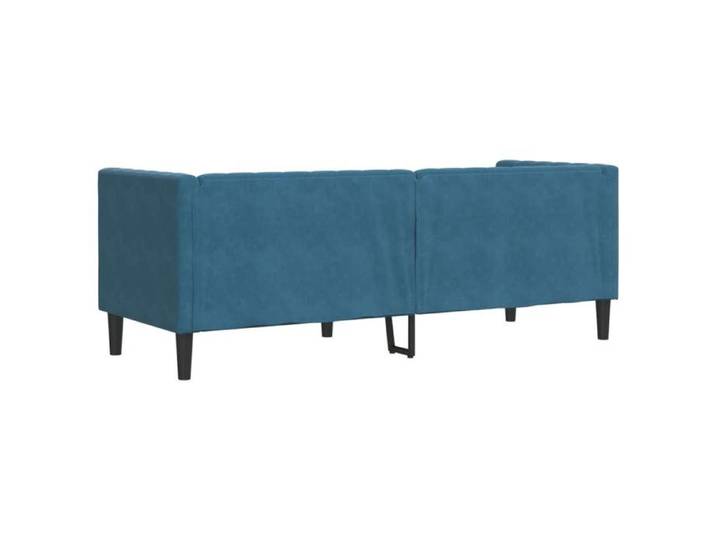 (On Sale)Canapé Chesterfield avec traversins 3 places - Haute qualité Canapé Scandinave - 3 Coussins - 2 Accoudoirs - bleu velours S