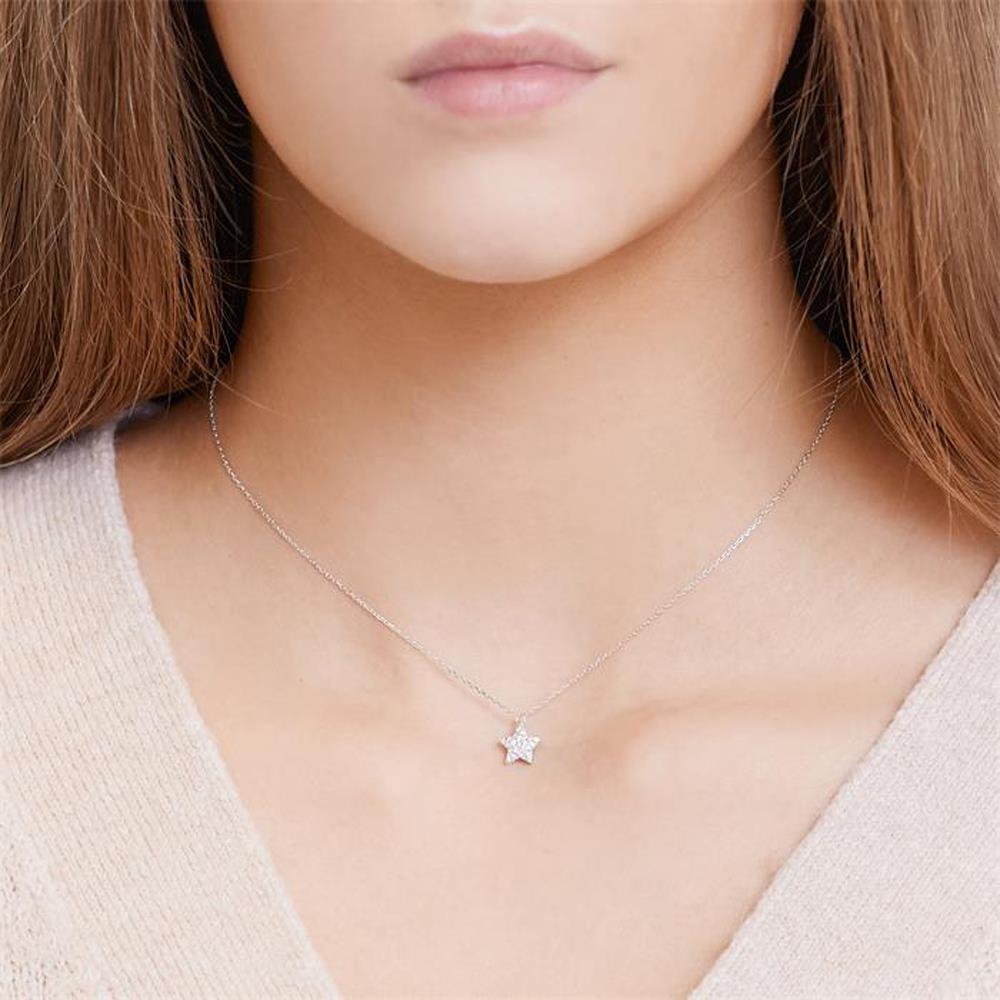 Unique Kette 925er Silber mit Stern Zirkonia silber