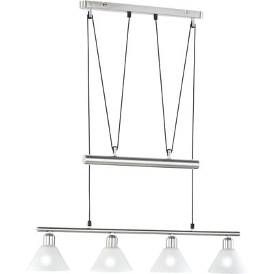 TRIO LEUCHTEN Pendelleuchte "Stamina", weiß (edelstahlfarben, weiß), 4, Leuchten, Hängeleuchte, Hängelampe, höhenverstellbar, Pendelleuchte
